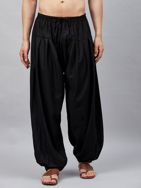 Men's Black Cotton Silk Blend Pyjama